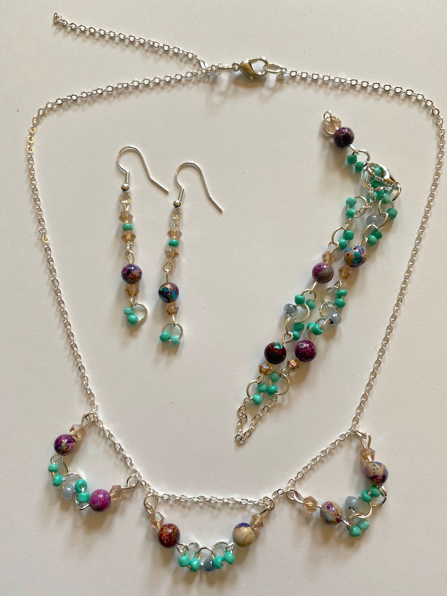 Imperial Jasper Turquoise Champagne Necklace Set