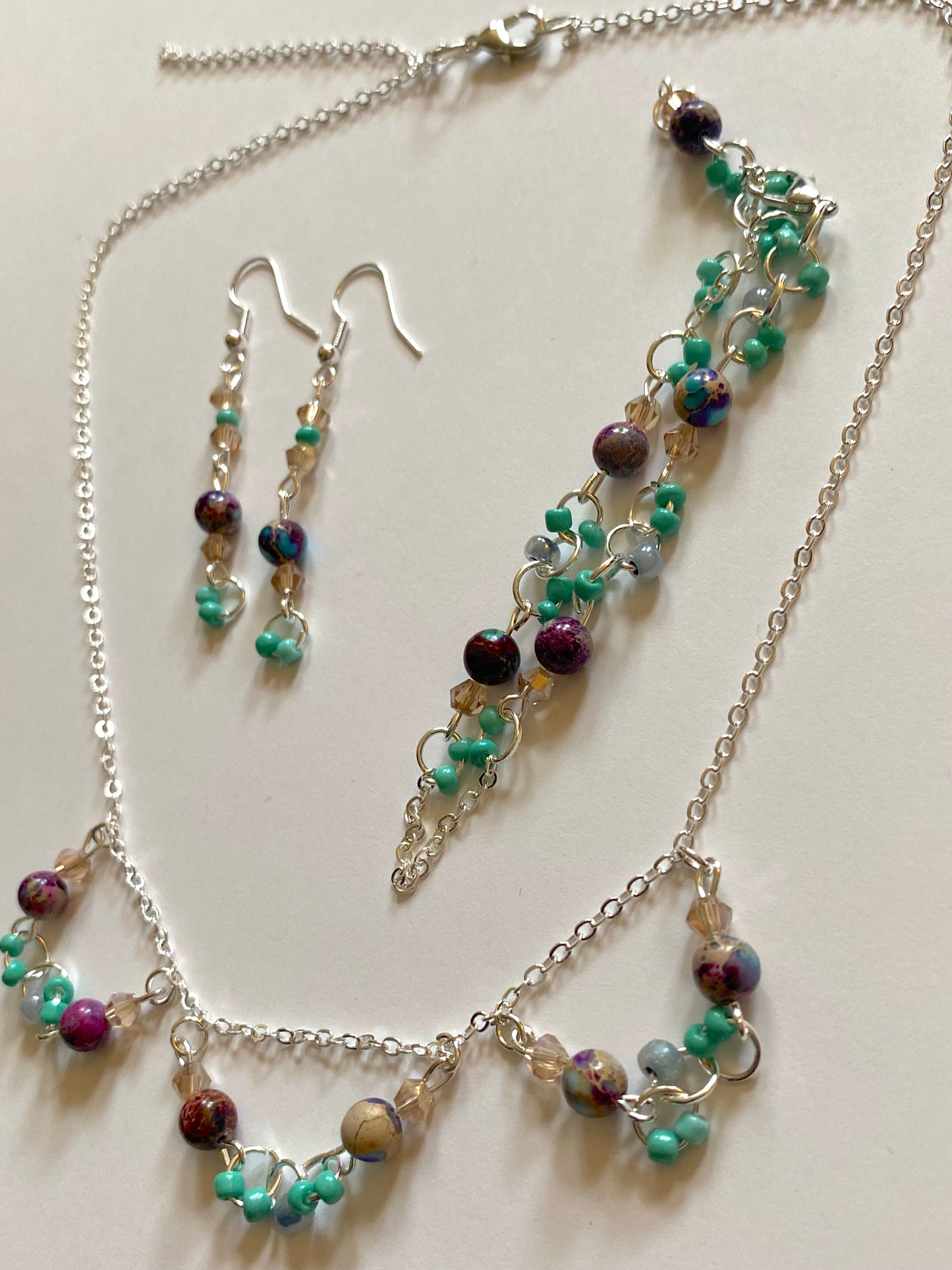 Imperial Jasper Turquoise Champagne Necklace Set