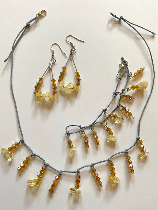 Citrine Amber Necklace Set