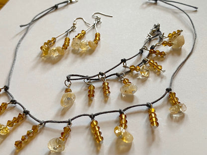 Citrine Amber Necklace Set