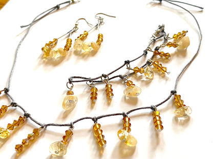 Citrine Amber Necklace Set