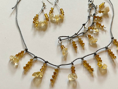 Citrine Amber Necklace Set