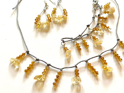 Citrine Amber Necklace Set