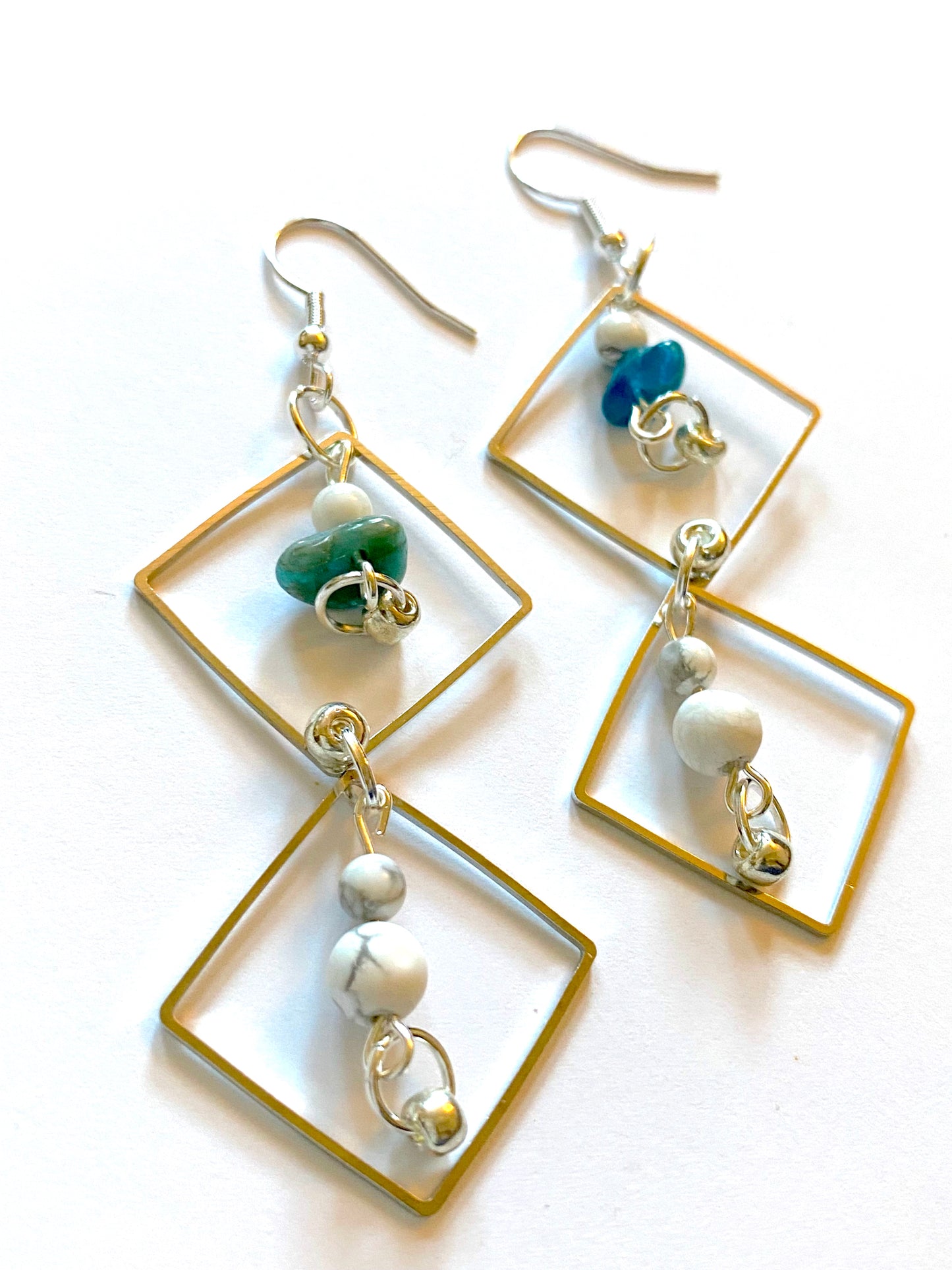 White Howlite Blue Agatite Earrings