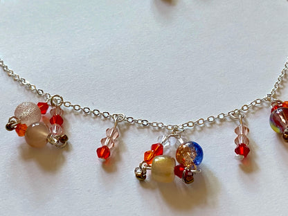 Blue Red Triangle Charm Necklace Set