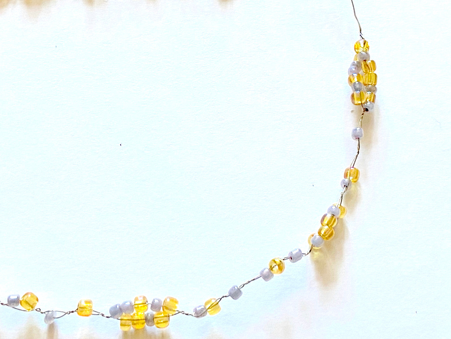 Amber Yellow and Gray Bead Necklace