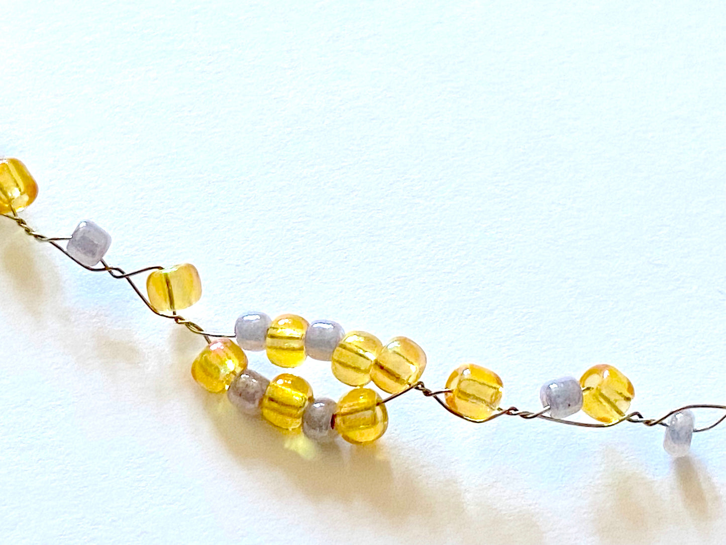 Amber Yellow and Gray Bead Necklace