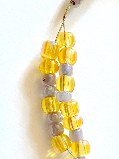 Amber Yellow and Gray Bead Bracelet