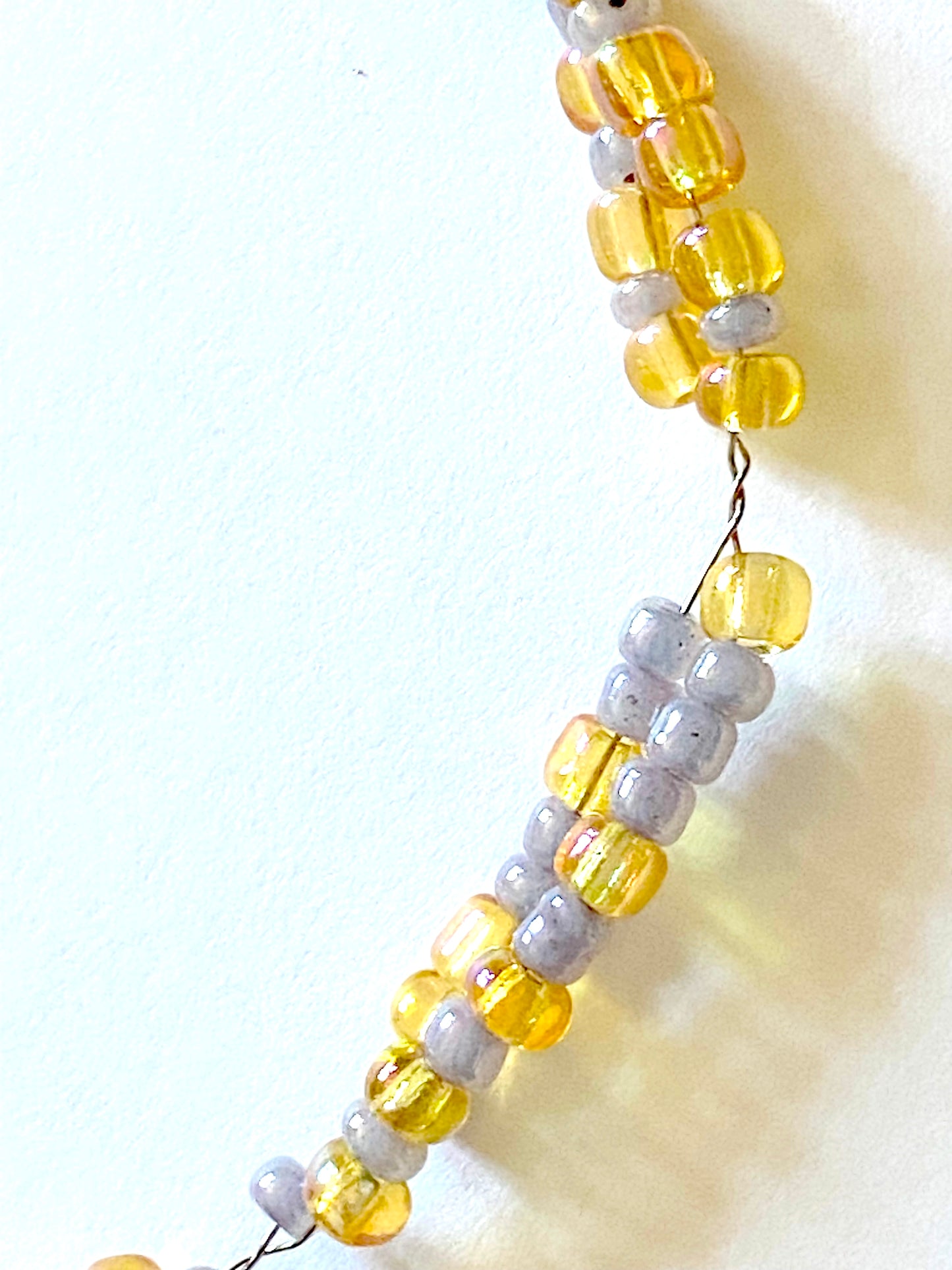 Amber Yellow and Gray Bead Bracelet