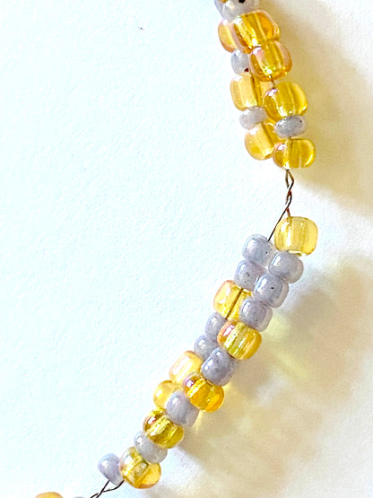 Amber Yellow and Gray Bead Bracelet