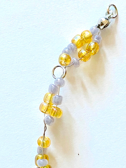 Amber Yellow and Gray Bead Bracelet