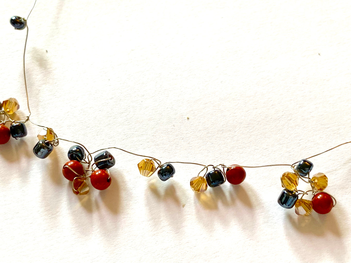 Floral Bead Asymmetrical Necklace