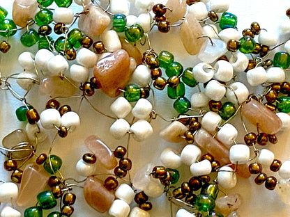 Sunstone Green White Bead Necklace Set