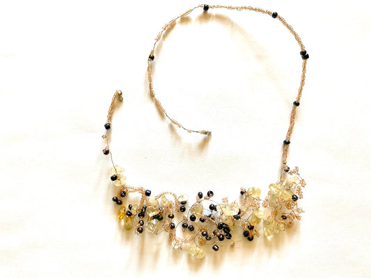 Citrine Pale Pink Bead Necklace