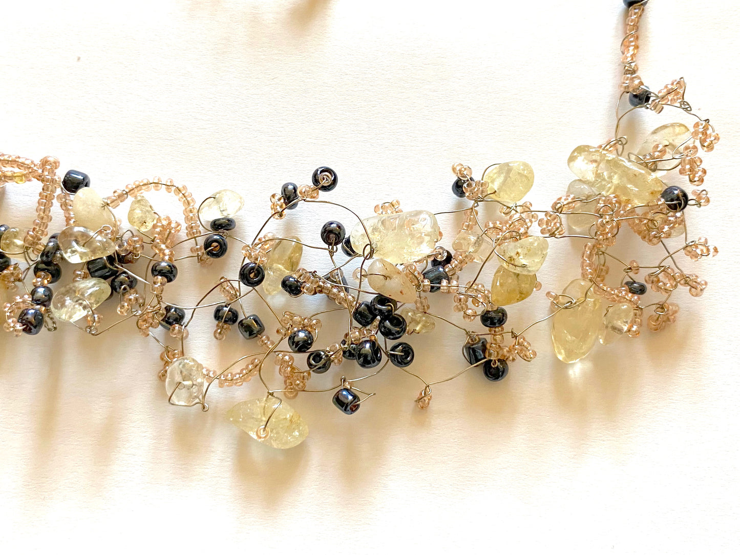 Citrine Pale Pink Bead Necklace