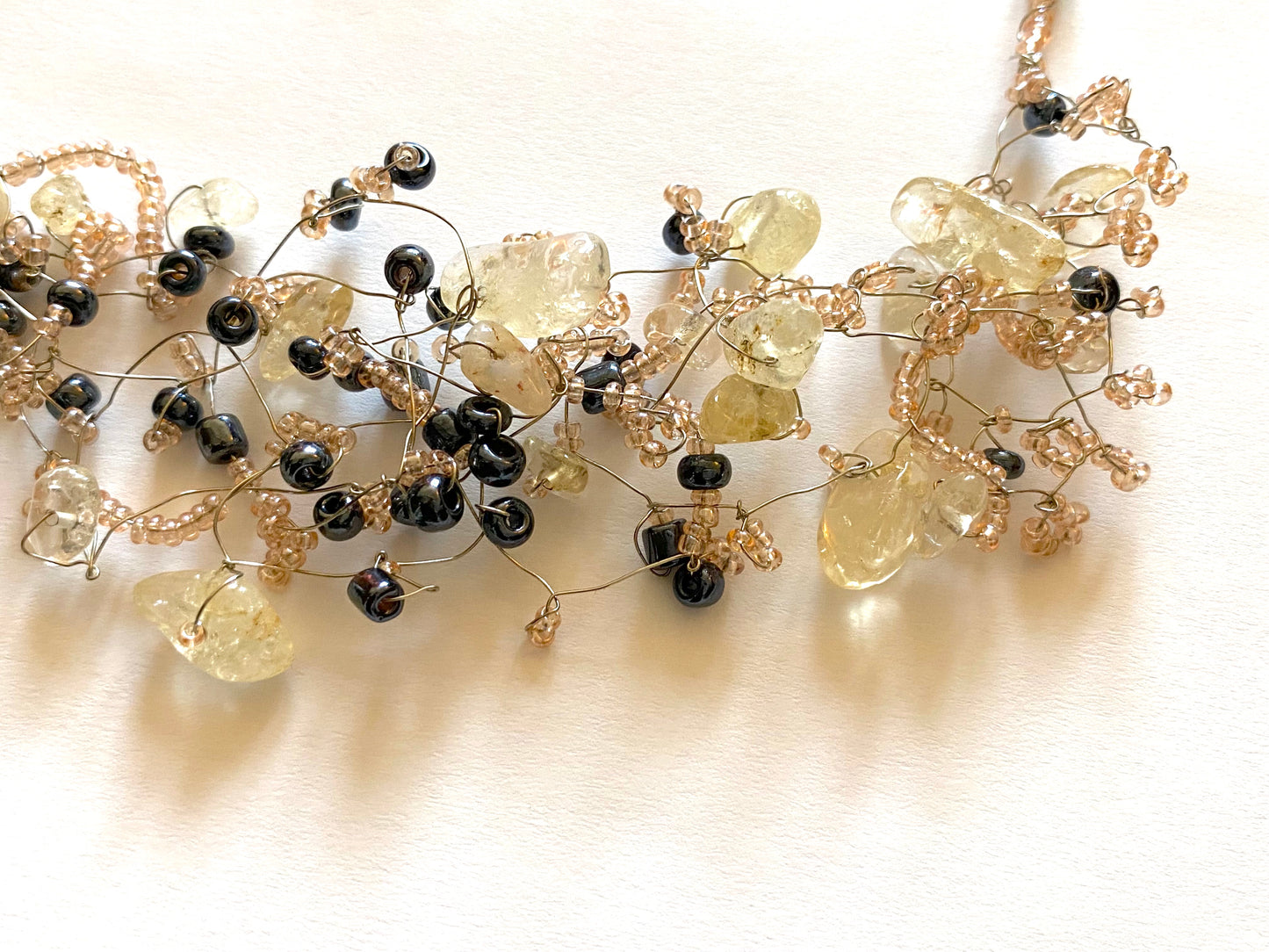 Citrine Pale Pink Bead Necklace