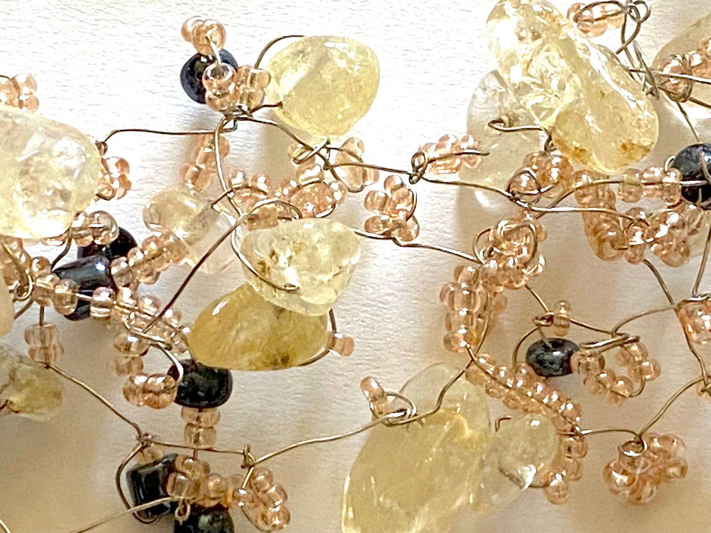 Citrine Pale Pink Bead Necklace