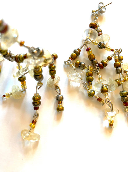 Citrine Bronze Gold Bead Earrings