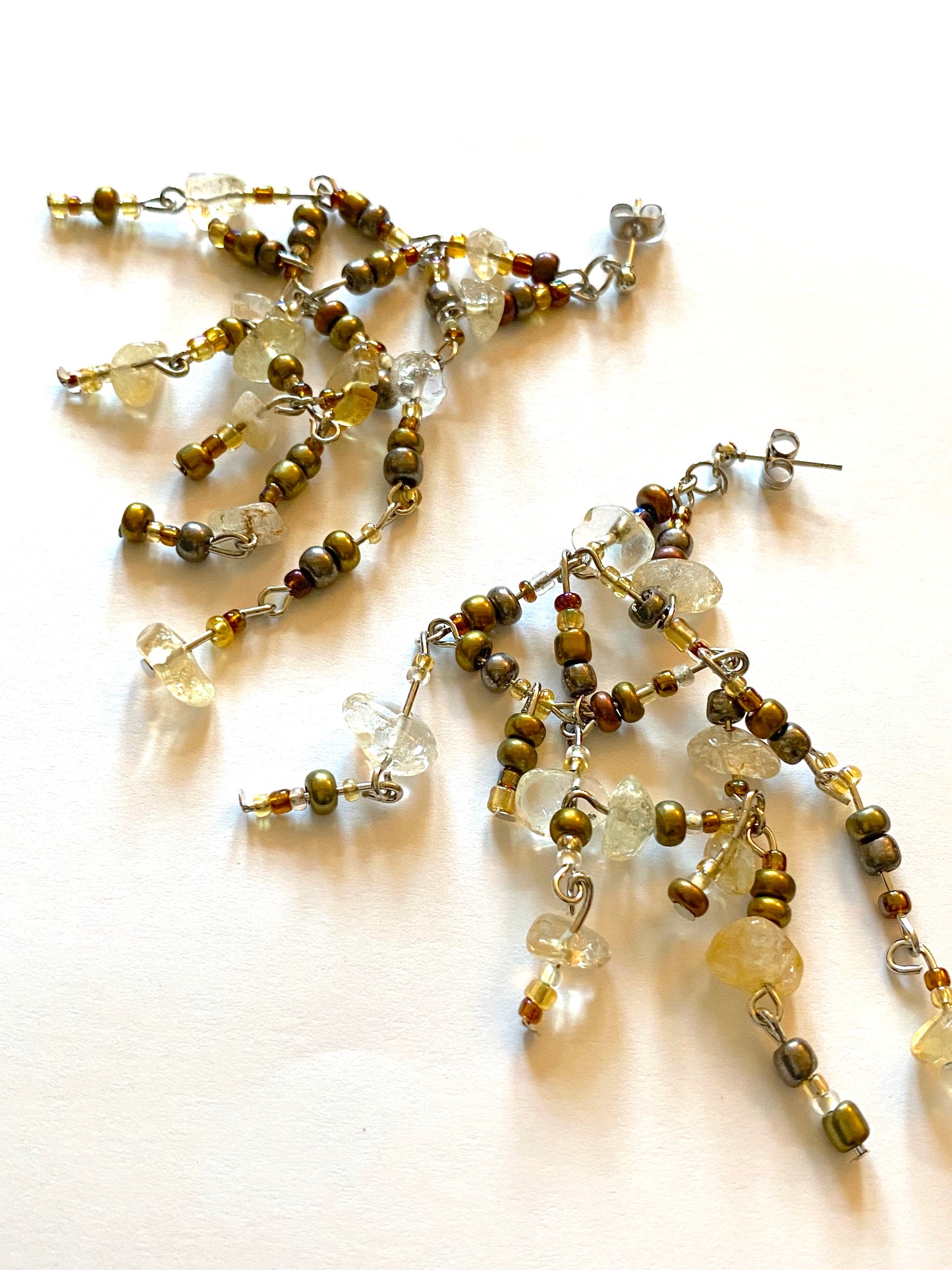 Citrine Bronze Gold Bead Earrings