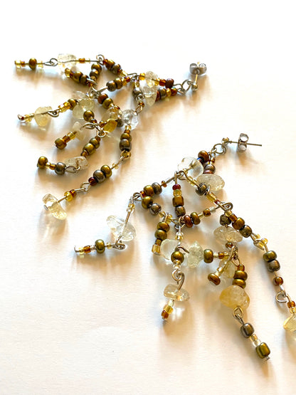 Citrine Bronze Gold Bead Earrings