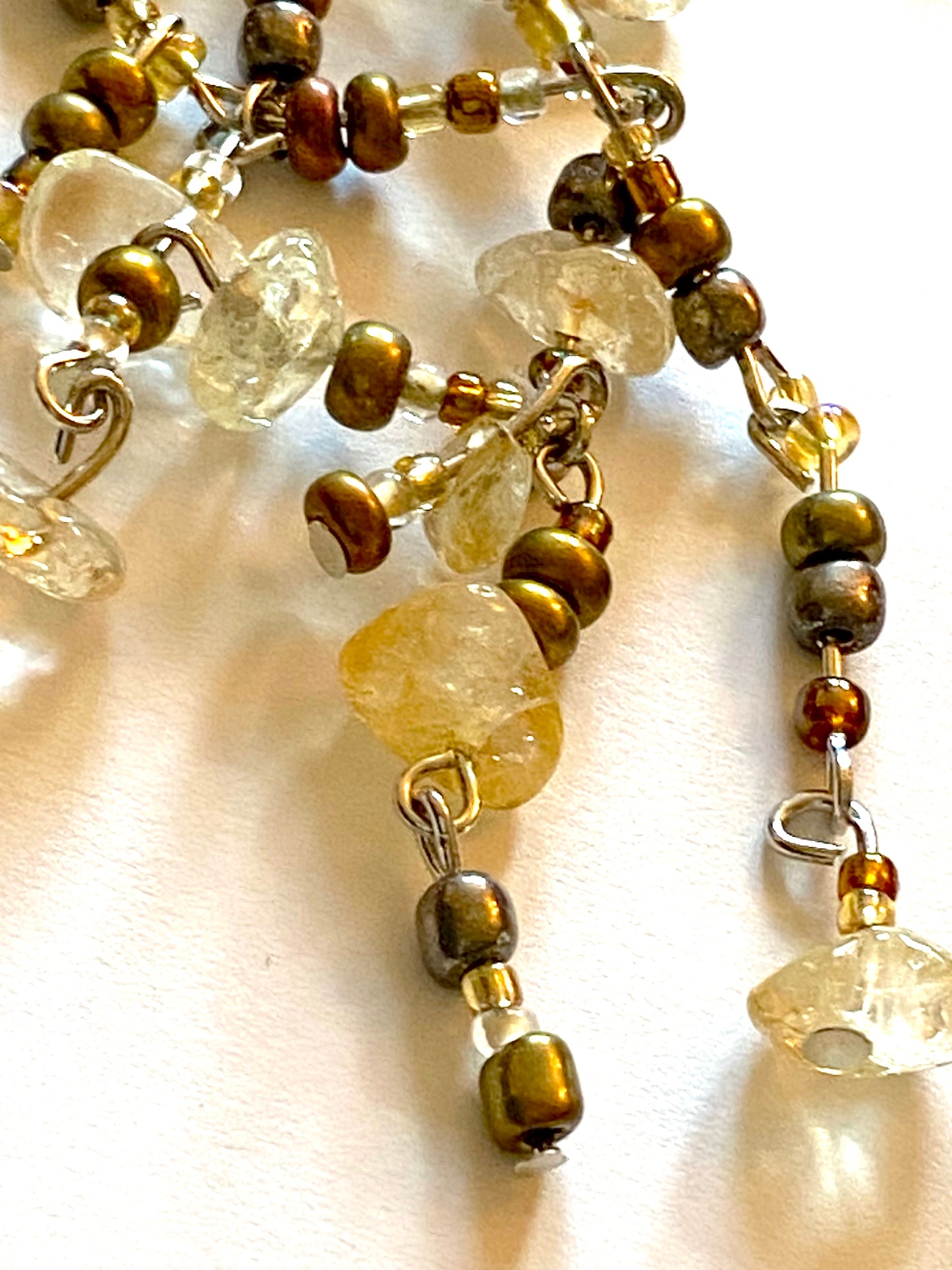 Citrine Bronze Gold Bead Earrings