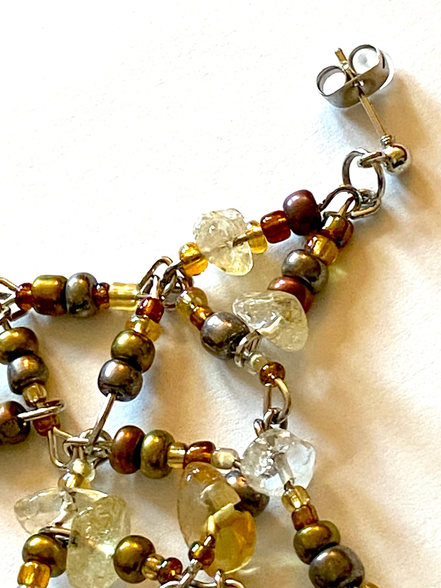 Citrine Bronze Gold Bead Earrings