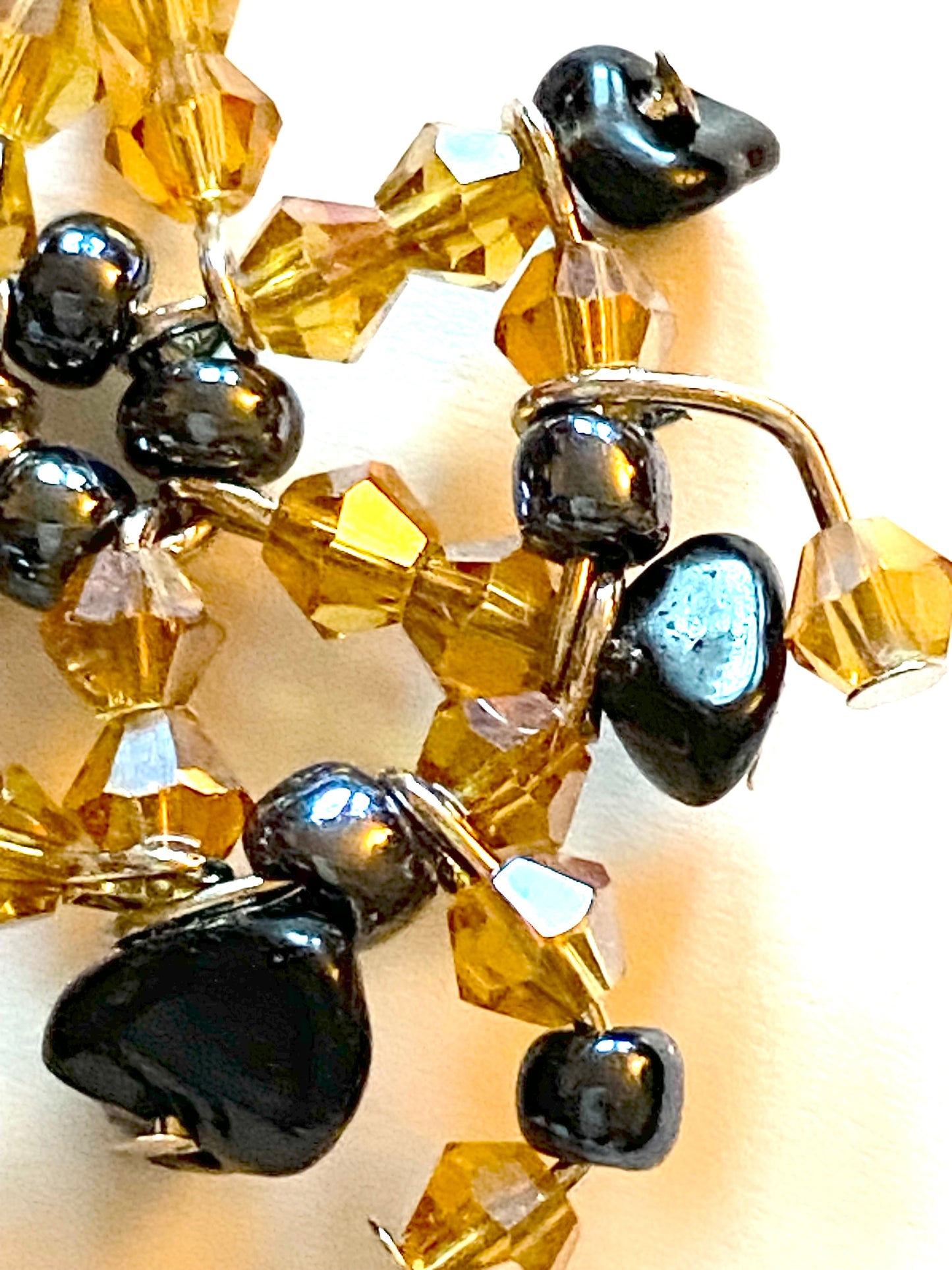 Snowflake Obsidian Amber Earrings