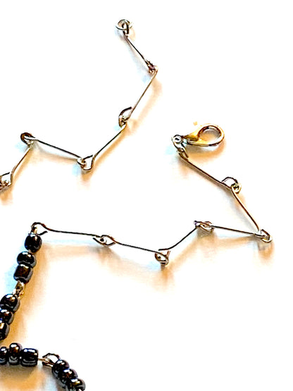 Snowflake Obsidian Amber Necklace