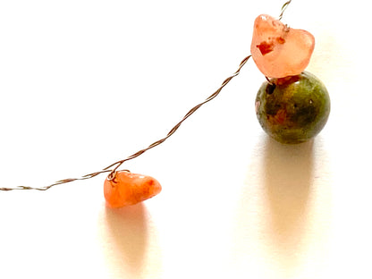 Red Agate Green Bead Necklace