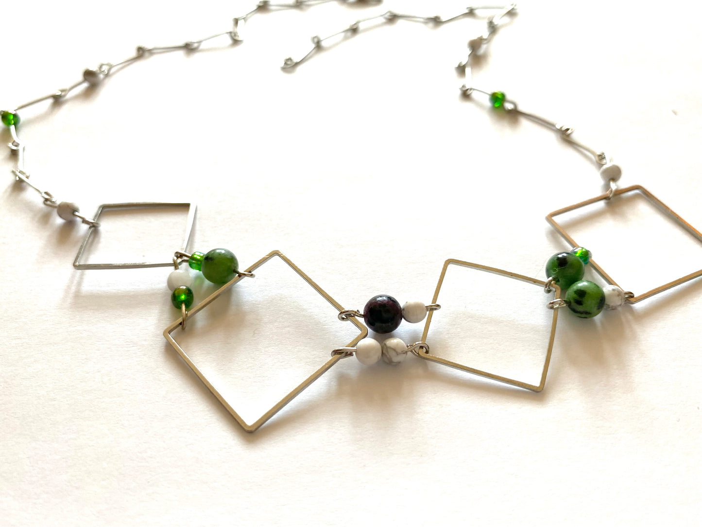 Square Zoisite White Howlite Necklace
