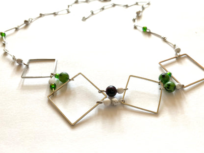 Square Zoisite White Howlite Necklace