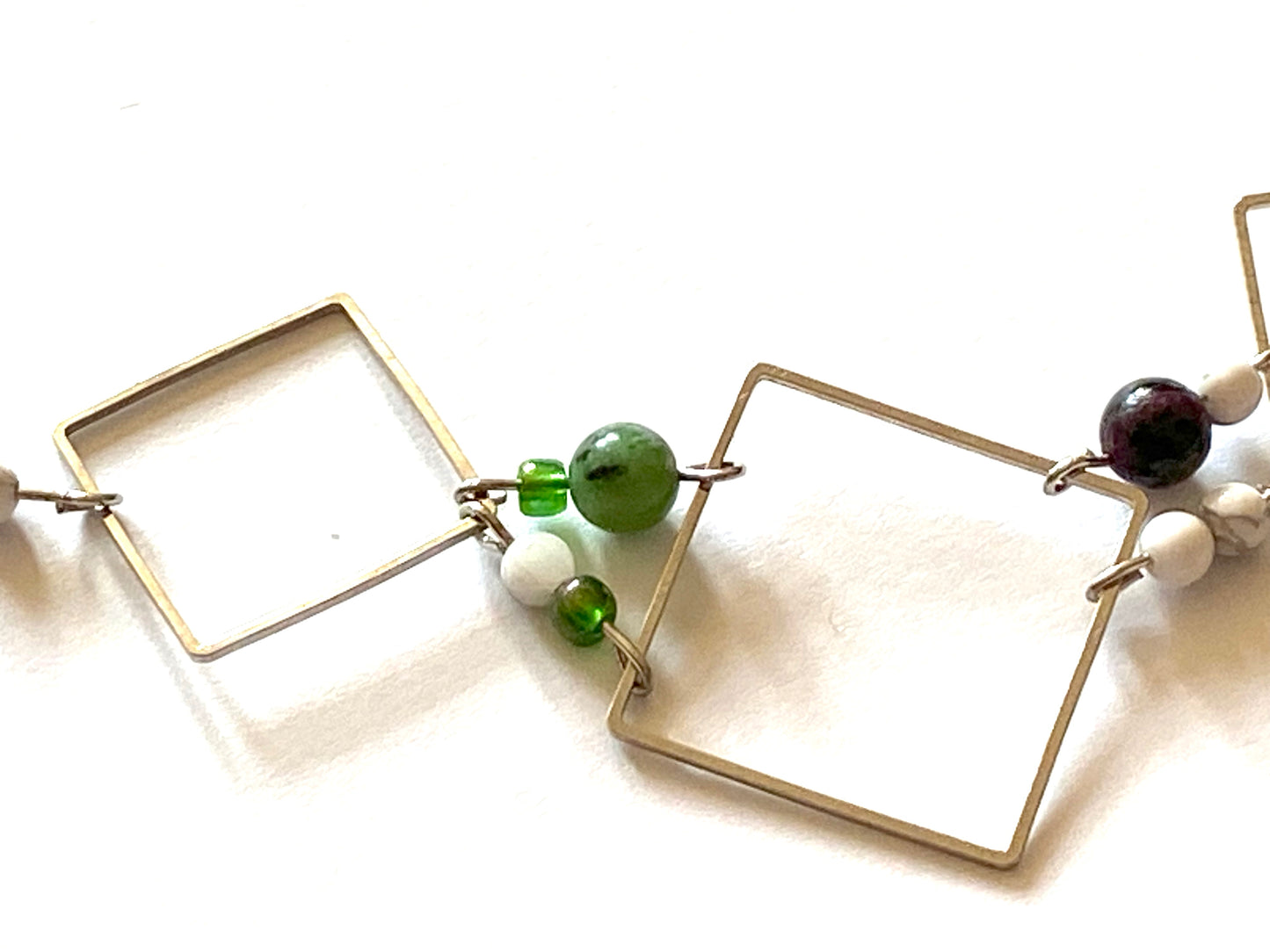 Square Zoisite White Howlite Necklace
