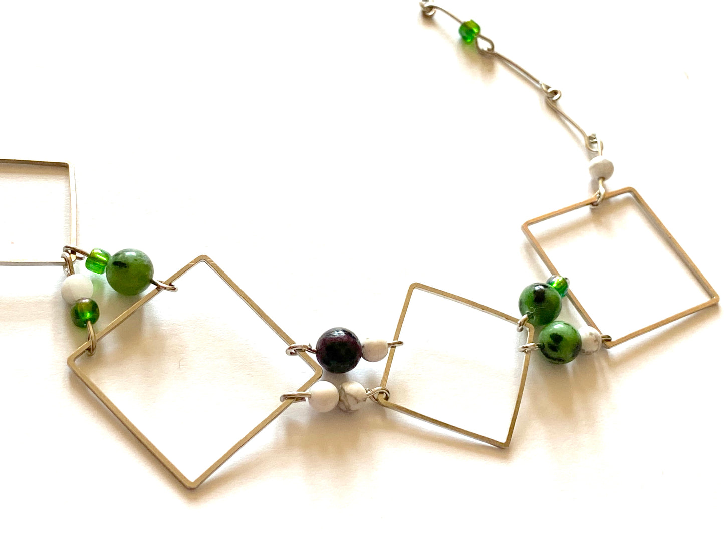 Square Zoisite White Howlite Necklace
