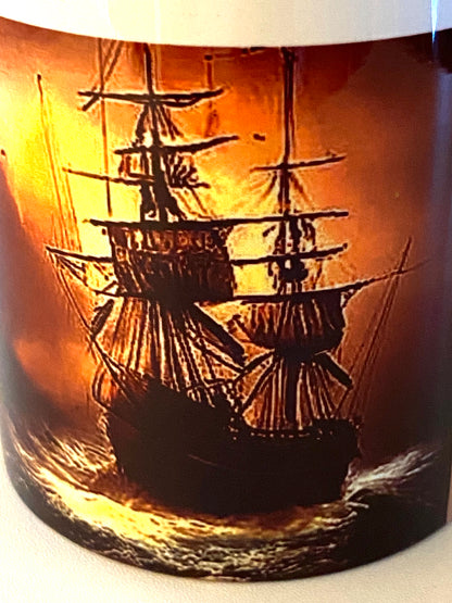 Swirling Ocean Ship Coffee Mug