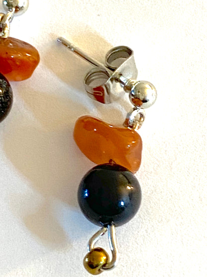 Onyx Red Agate Earring