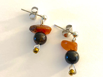 Onyx Red Agate Earring