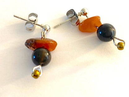 Onyx Red Agate Earring