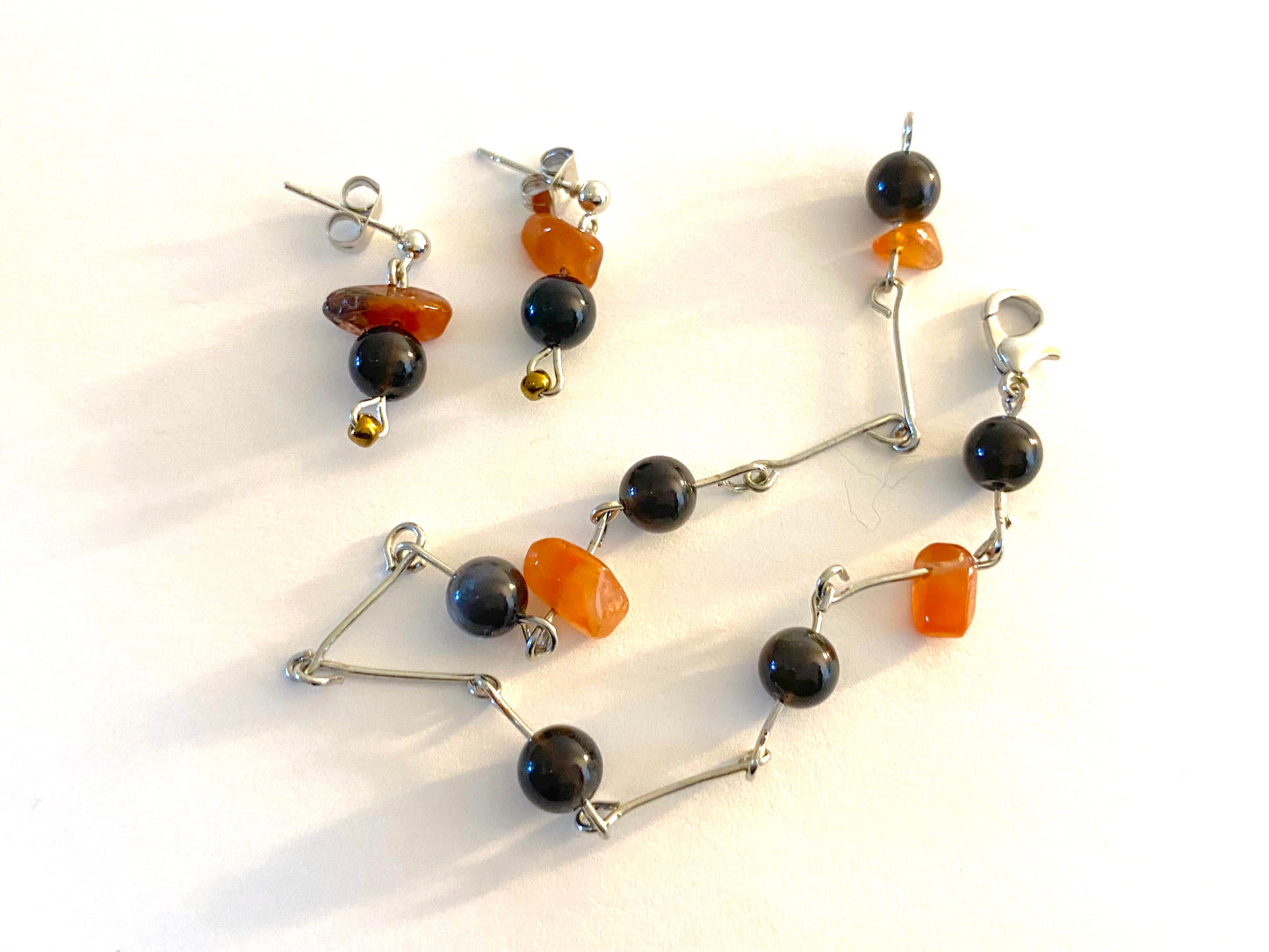 Onyx Red Agate Jewelry Set