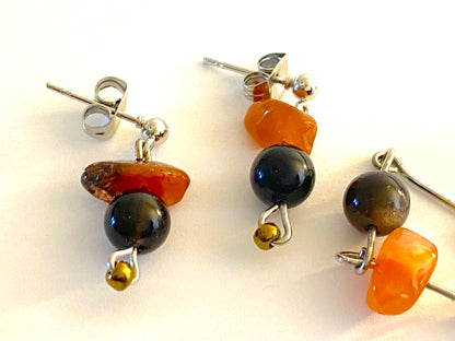 Onyx Red Agate Jewelry Set