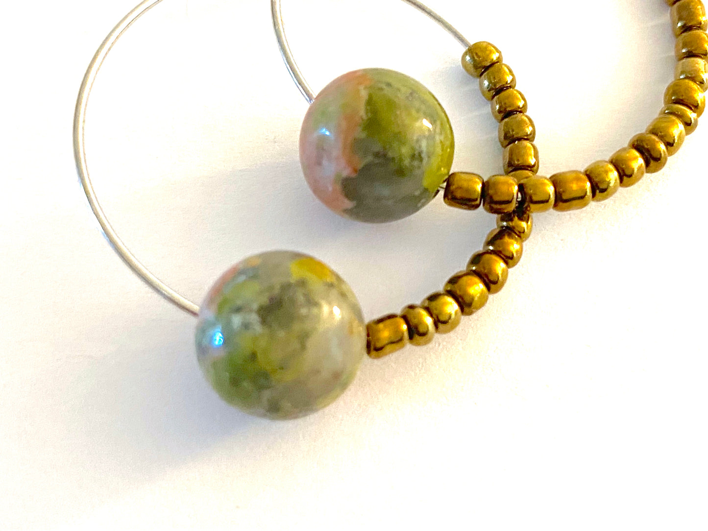 Green Gold Hoops