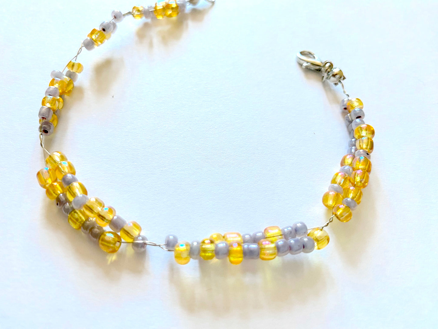 Amber Yellow and Gray Bead Bracelet