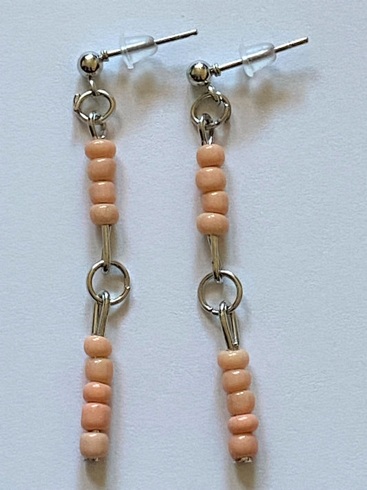 Peach Glass Bead Dangle Earrings