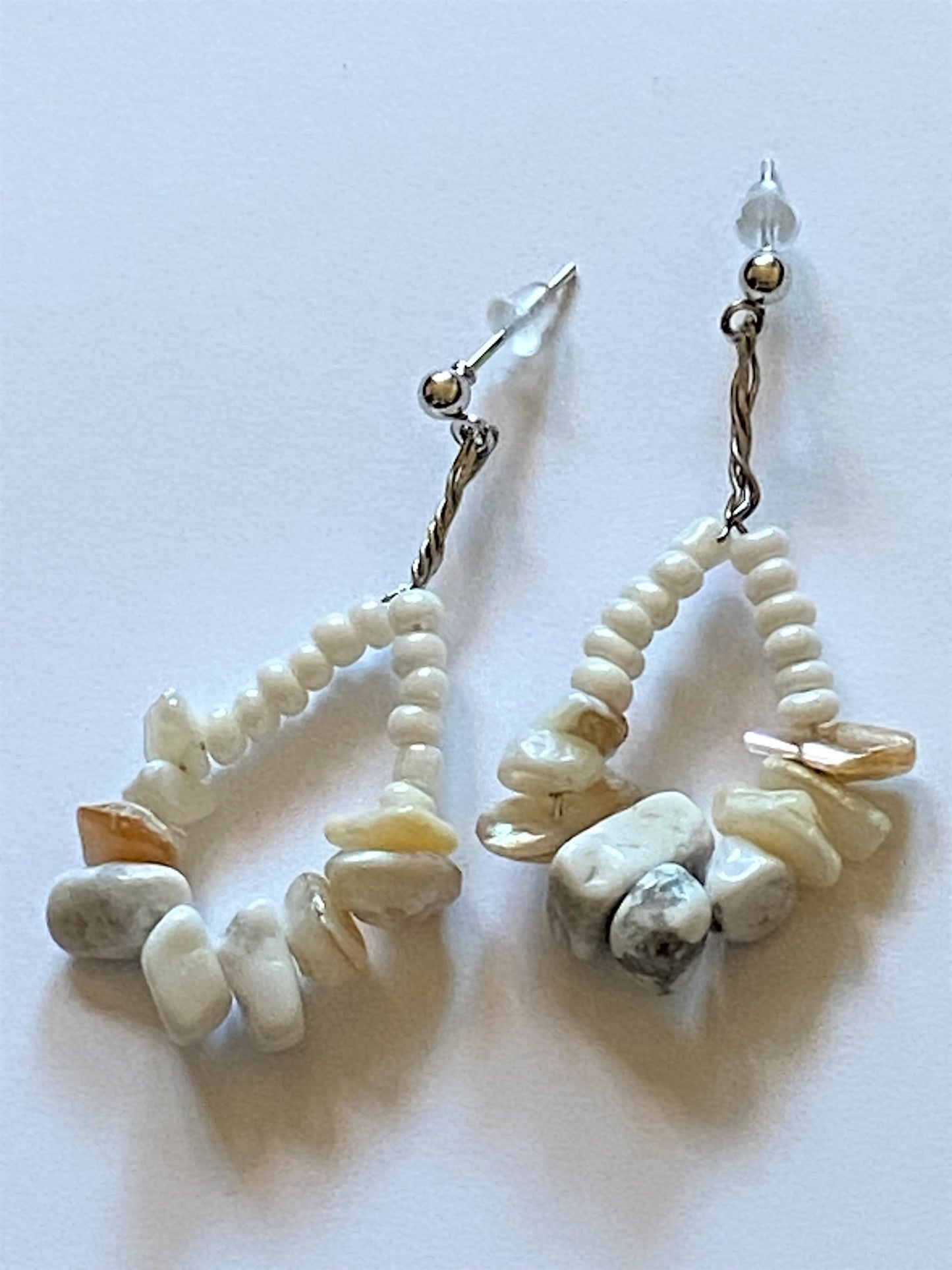 White Coral Howlite Earrings