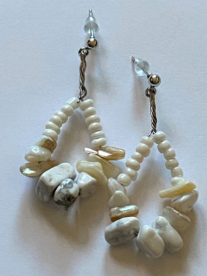 White Coral Howlite Earrings