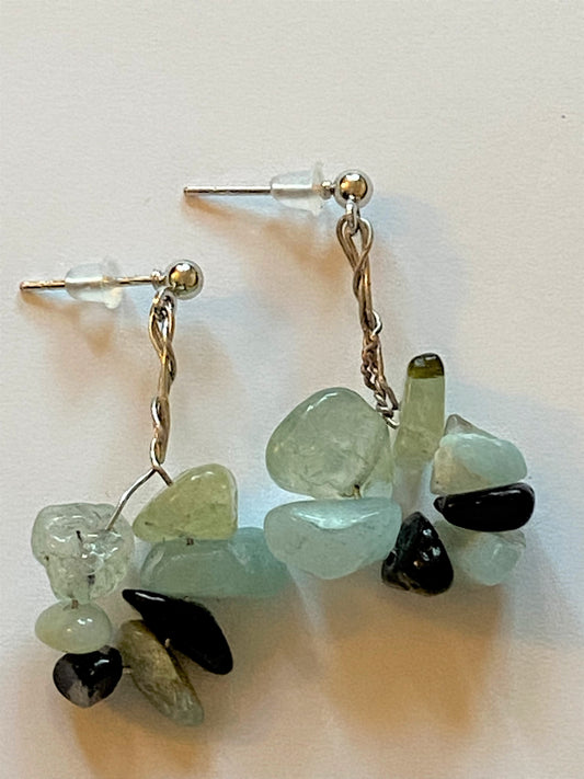 Green Aventurine Snowflake Flower Earrings