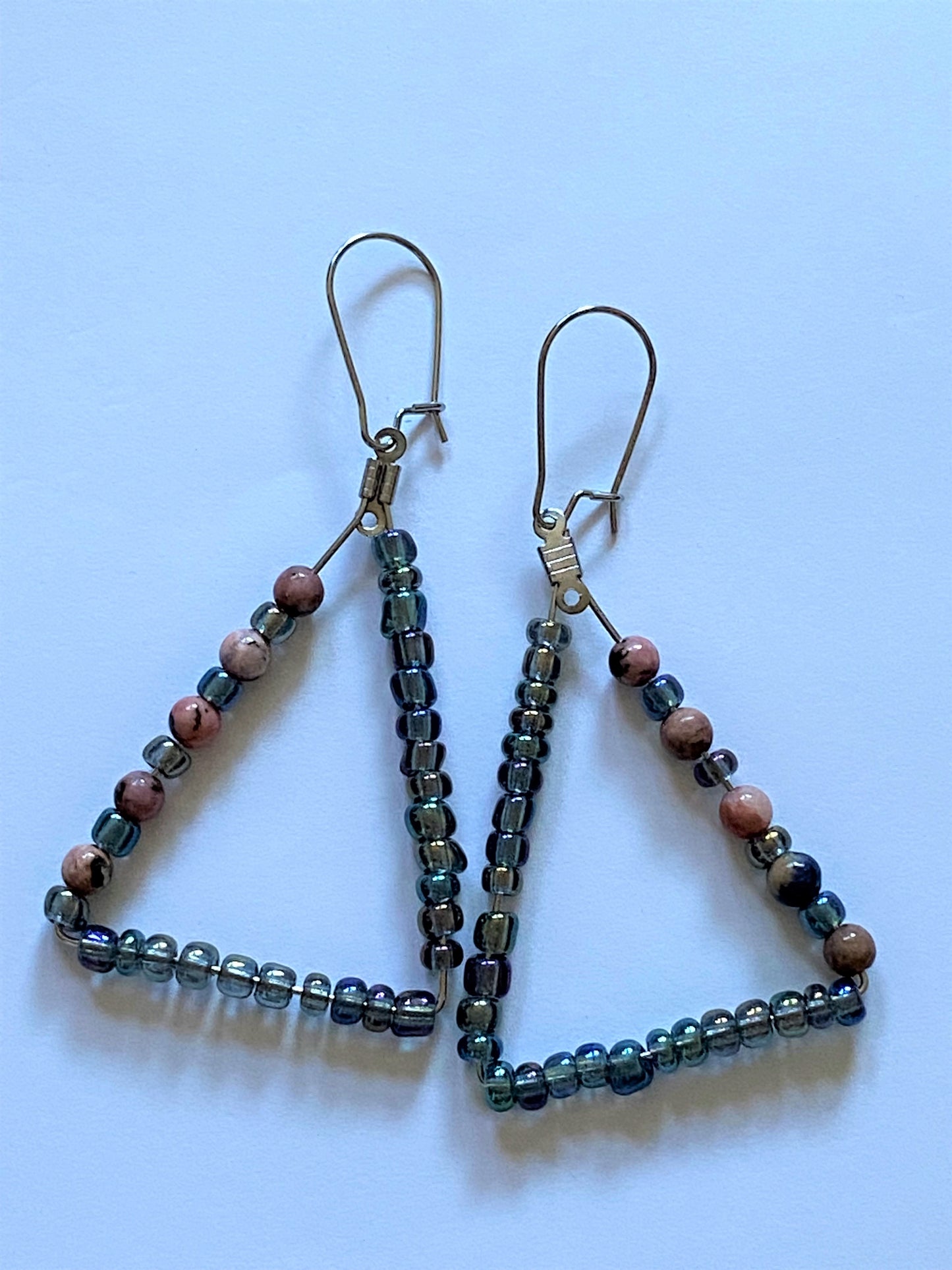 Metallic Blue Black Rhodonite Hoops