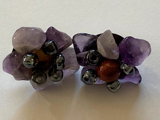 Amethyst Natural Mookait Studs