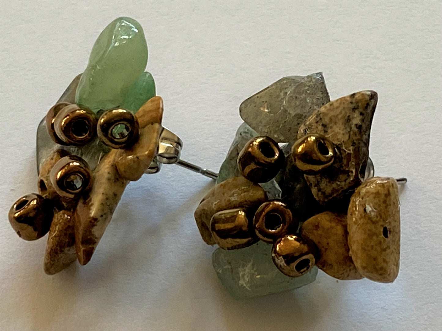 Amazonite Picture Jasper Studs